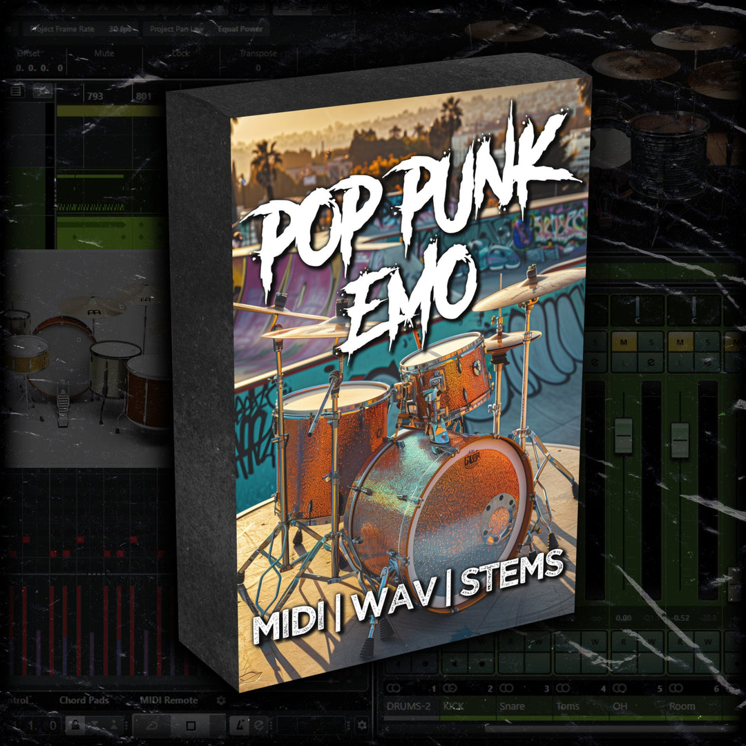 VOL 2 POP PUNK EMO 13 SONG DRUM PACK - DRUMMIDI.COM